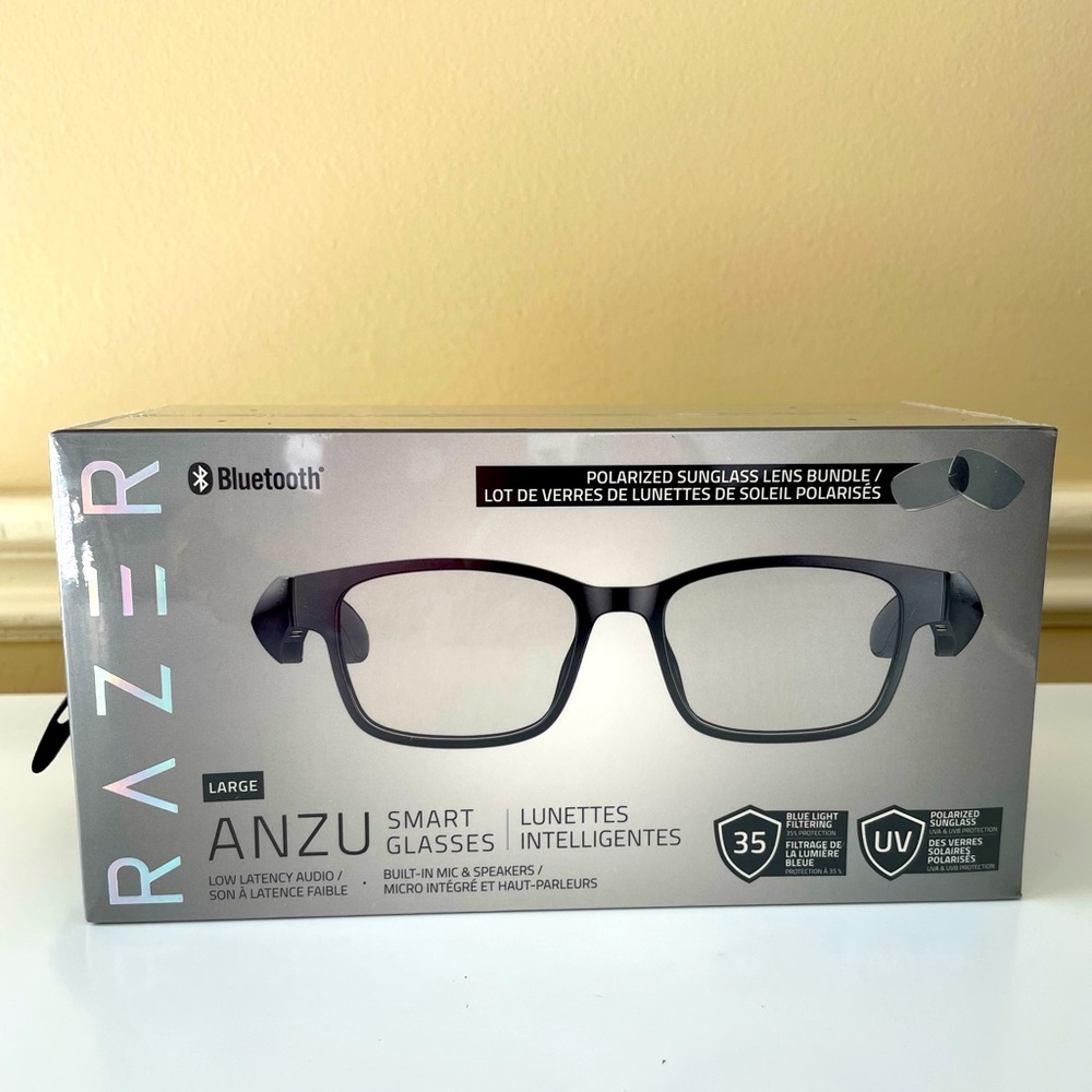 Razer Bluetooth Smart Glasses with blue lights, built in mic and headphones